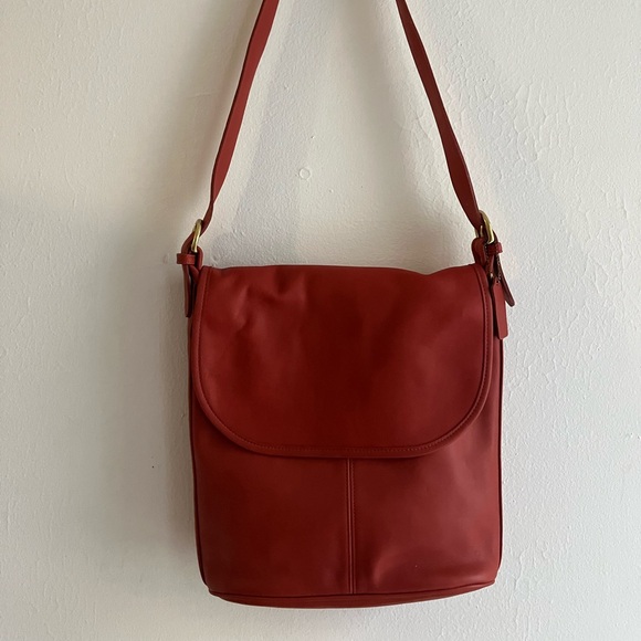 Prime condition Coach Vintage 90s Red leather “Soho Whitney” bag. Style #4115.